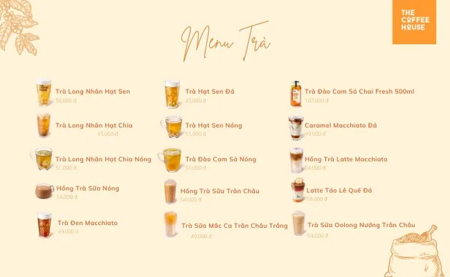 Menu trà The Coffee House Nha Trang